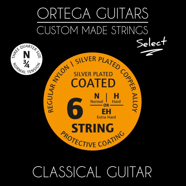 ORTEGA Custom Made Strings Select 3/4 Scale - Classical Guitar 6 String (NYS34N)