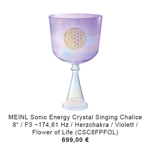 MEINL Sonic Energy Crystal Singing Chalice, 8"/20 cm, Note F3, Violett, Herzchakra, Flower of Life (CSC8FPFOL)