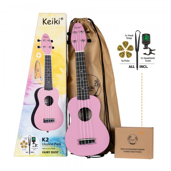 KEIKI K2 Series Soprano Ukulele Set - Agathis / ABS Fairy Dust (K2-FYD)