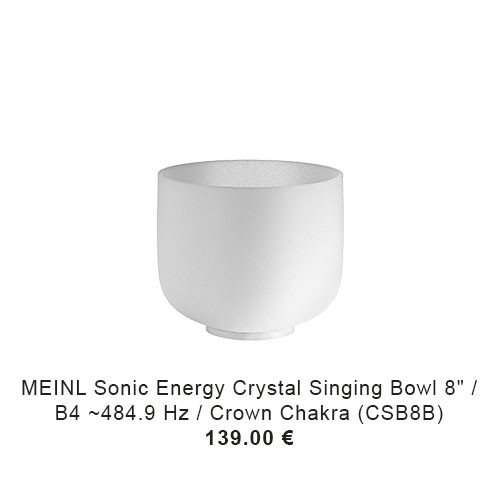 MEINL Sonic Energy Crystal Singing Bowl - white-frosted, 8" / 20 cm diameter, Note B4, Crown Chakra (CSB8B) 