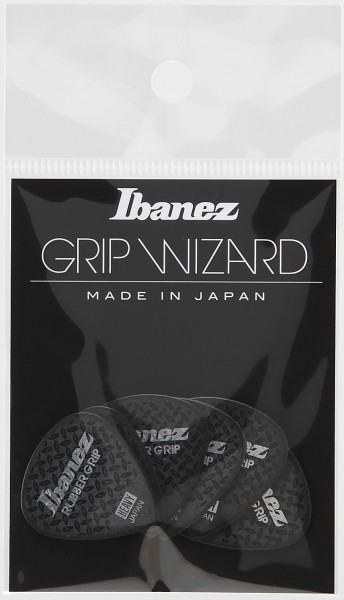 IBANEZ Grip Wizard Series Rubber Grip Flat Pick - 6 pcs (PPA16HRG-BK)