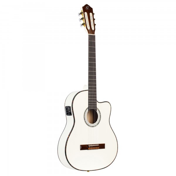 ORTEGA Family Series Pro 4/4 Classical Guitar 6 String - Solid Spruce / Mahogany White + Bag (RCE145WH)