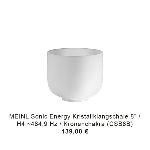 MEINL Sonic Energy Crystal Singing Bowl - white-frosted, 8" / 20 cm Durchmesser, Ton H4, Kronenchakra (CSB8B) 