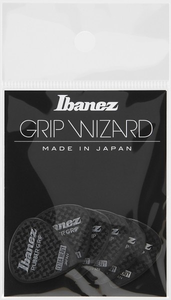 IBANEZ Grip Wizard Series Rubber Grip Flat Pick - 6 pcs (PPA16XRG-BK)