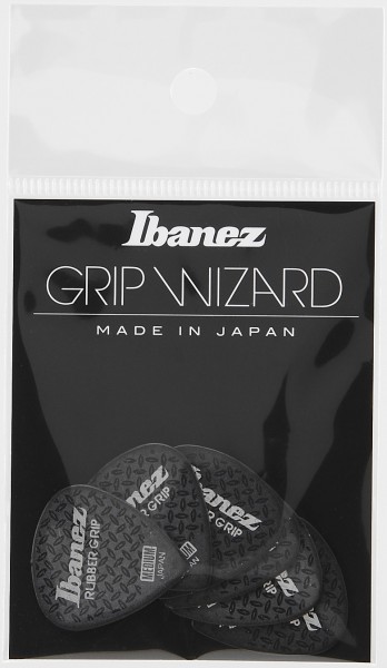 IBANEZ Grip Wizard Series Rubber Grip Flat Pick - 6er Pack (PPA16MRG-BK)