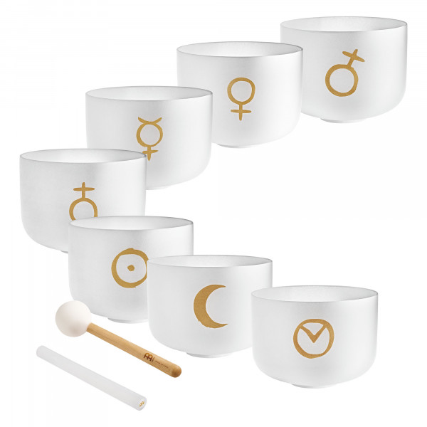 MEINL Sonic Energy 7-piece Planetary Tuned Crystal Singing Bowl Chakra Set (PCSBSETCHA)