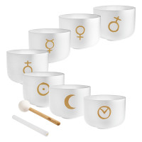 MEINL Sonic Energy 7-piece Planetary Tuned Crystal Singing Bowl Chakra Set (PCSBSETCHA)